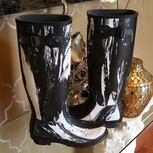 Hunter Paint Splatter Rain Boots EUC